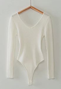 Ribbed NSB Bodysuit (white,olive)