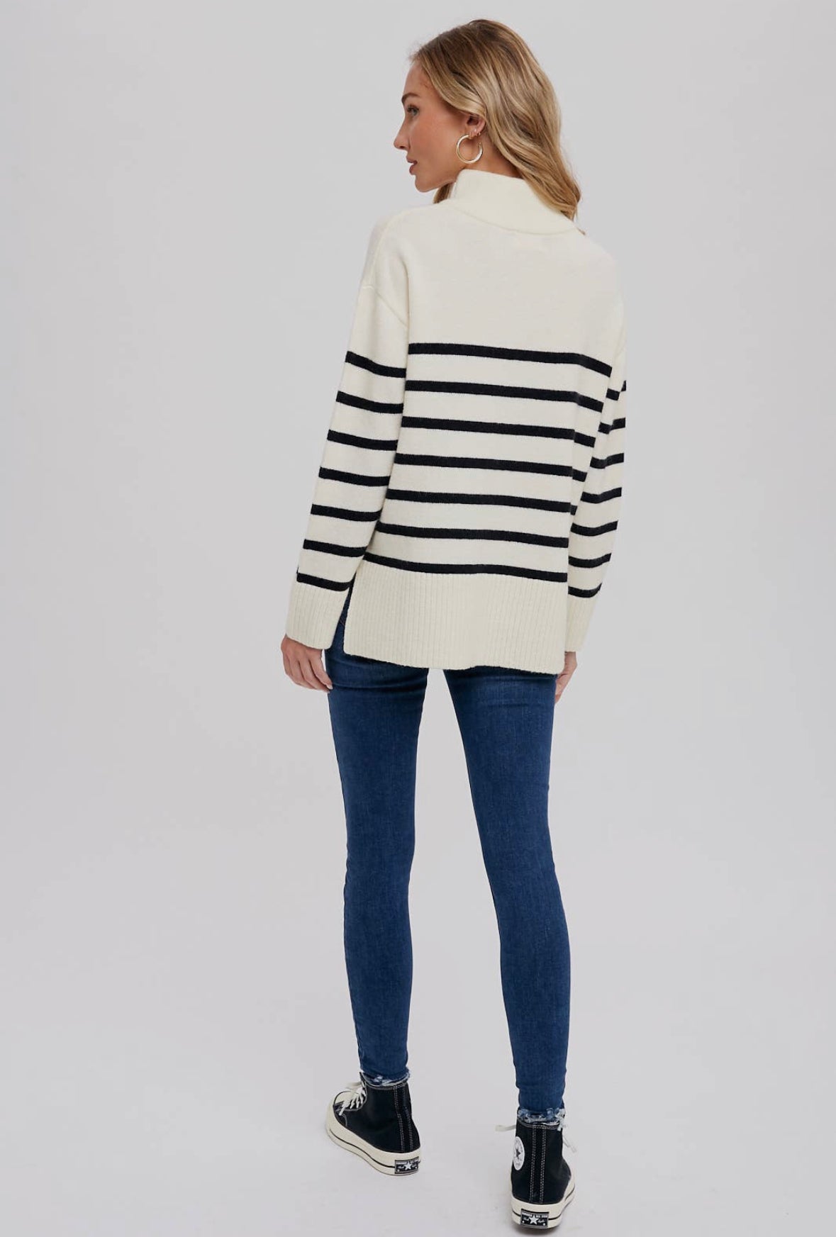 Striped Pullover Half Zip Sweater