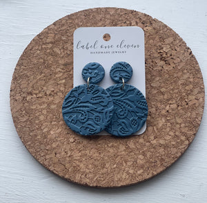 Round Stamped Clay Earring