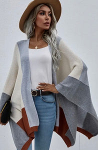 Stylish Multi Color Block Cardigan Sweater