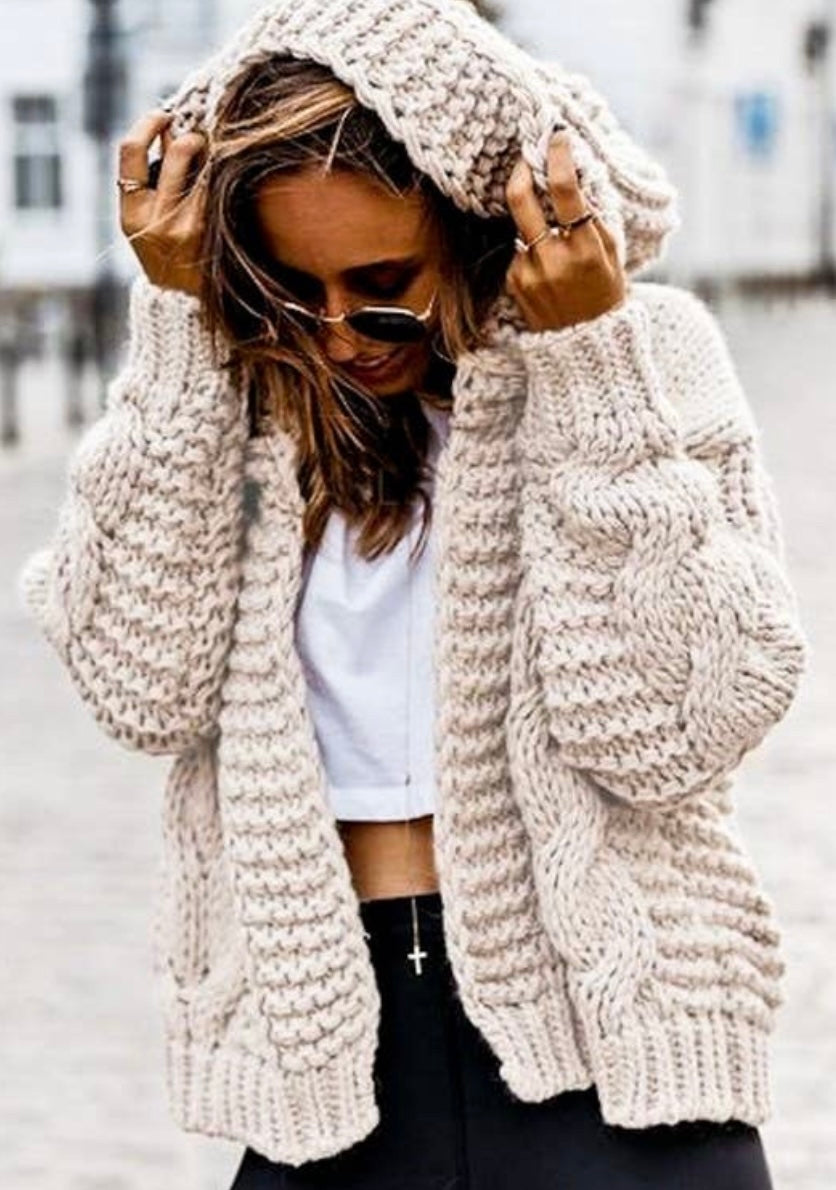 Open Front Cable Knit Sweater
