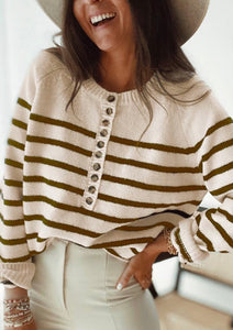 Striped Button Front Sweater
