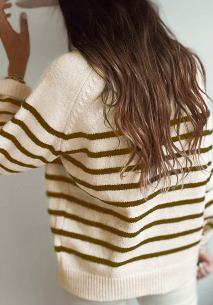 Striped Button Front Sweater