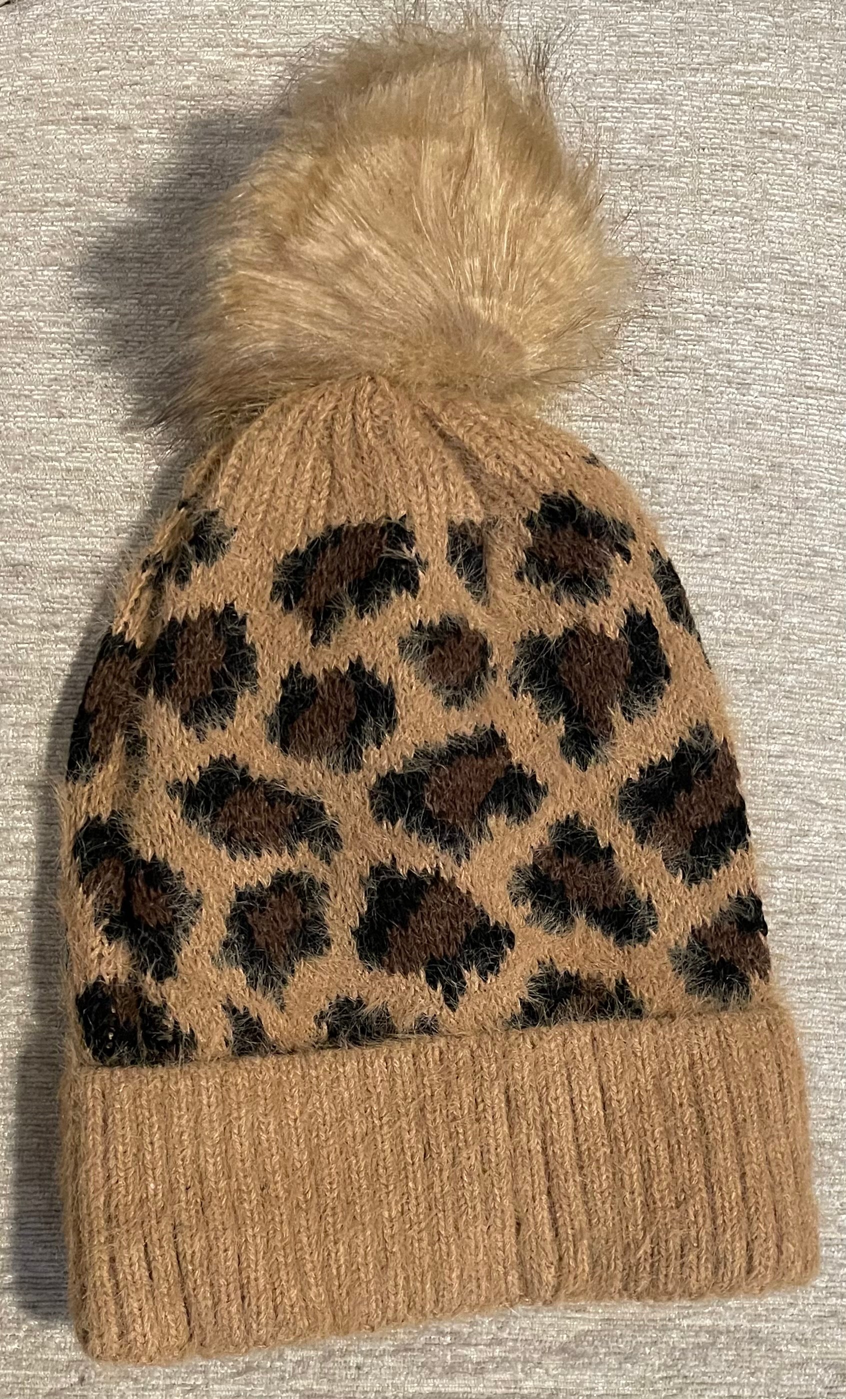 Leopard Beanie Pom Hat