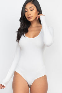 Basic Long Sleeve Scoop Neck BodySuit (multiple colors)