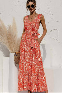 Coral Print Maxi Dress