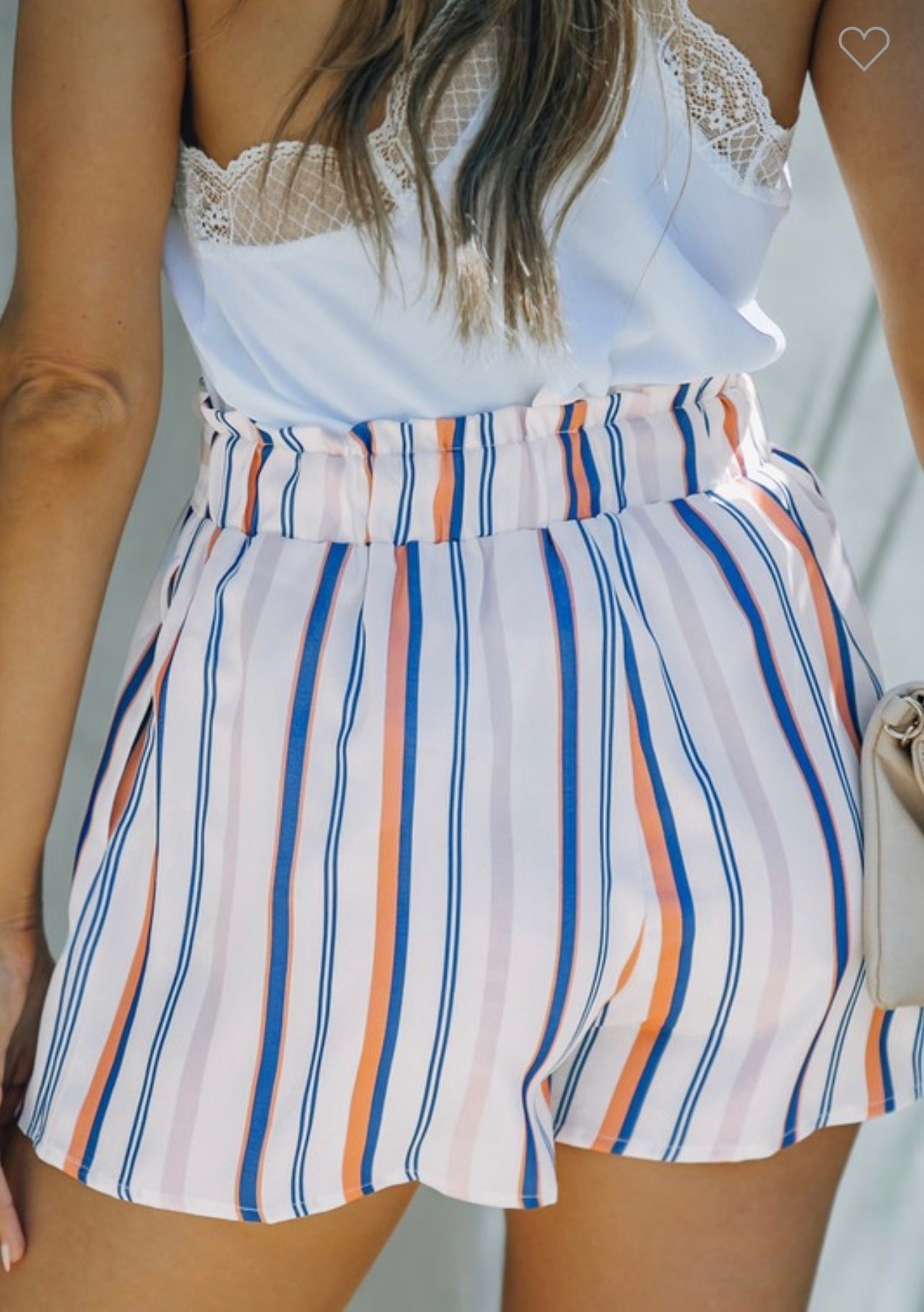 Summer Striped High Waist Belted Shorts