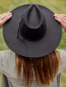 Wide Brim Black Hat- Black