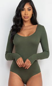 Basic Long Sleeve Scoop Neck BodySuit (multiple colors)