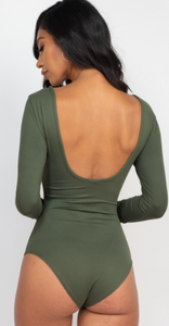 Basic Long Sleeve Scoop Neck BodySuit (multiple colors)