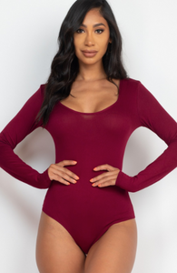 Basic Long Sleeve Scoop Neck BodySuit (multiple colors)