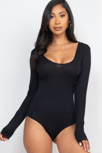 Luxe Black Long Sleeve Bodysuit - Grace and Lace