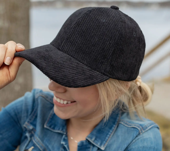 Corduroy Baseball Hat (blk/burgundy)